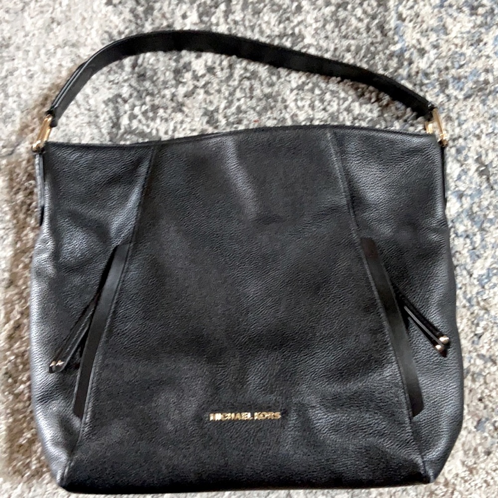 Authentic black leather Michael Kors shoulder/hobo handbag